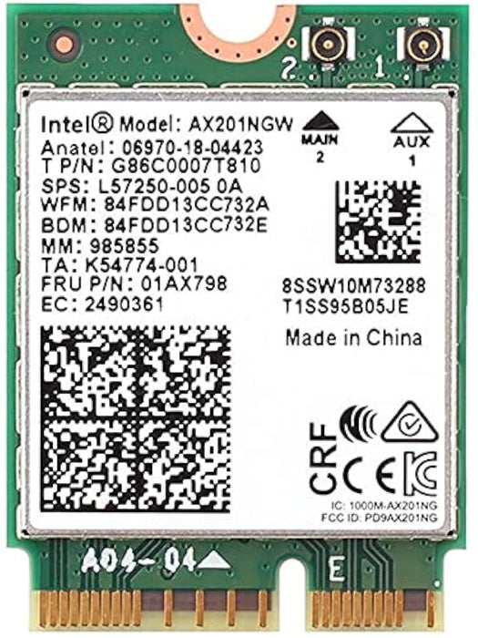 AX201Intel AX201NGW Wi-Fi 6 AX201 Wireless Card - Bluetooth 5.1-2.4 GHz - 5 GHz - M.2 2230-2.4 Gbps - Dual Band (Renewed)